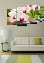 Tranh Đồng Hồ Hoa Lan Trắng Size 4 Tấm