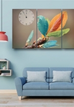 Tranh Đồng Hồ Lá Sắc Màu (3 Tấm 40x25x3cm)