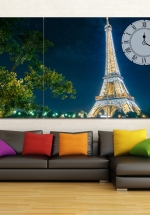 Tranh Đồng Hồ Paris Về Đêm (40x25x3cm)