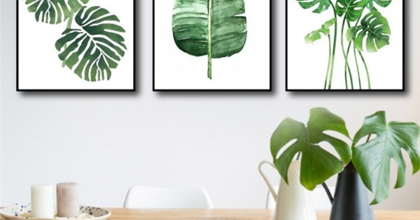 Tranh Treo Tường Bộ 3 Lá Xanh Nhiệt Đới 3