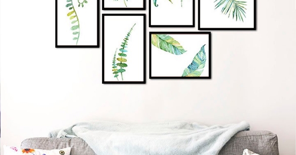 Tranh Treo Tường Bộ 6 Tấm Lá Xanh Mẫu 01