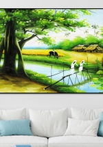 Tranh Treo Tường Chiếc Cầu Tre Quê