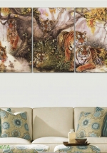Tranh Treo Tường Gia Đình Hổ (3 Tấm 40×60 Cm)