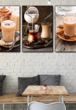 Tranh Treo Tường Ly Cacao Nóng (3 Tấm 37x25x3 cm)