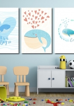 Tranh Canvas Treo Tường Những Chú Cá Voi Dễ Thương 2
