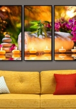 Tranh Treo Tường Spa Hoa Và Nến 2 (3 Tấm 30x60cm)