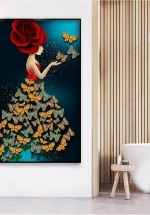 Tranh Treo Tường Thiếu Nữ Hoa Bướm