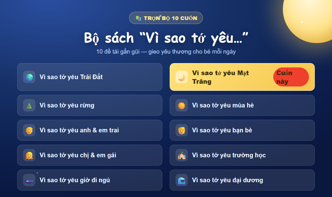 Ngắm Mặt Trăng theo cách riêng của trẻ - Vì sao tớ yêu Mặt Trăng 3 - Tuyển Chọn Sách Hay Trọn bộ sách Vì sao tớ yêu 10 cuốn - NXB Kim Đồng