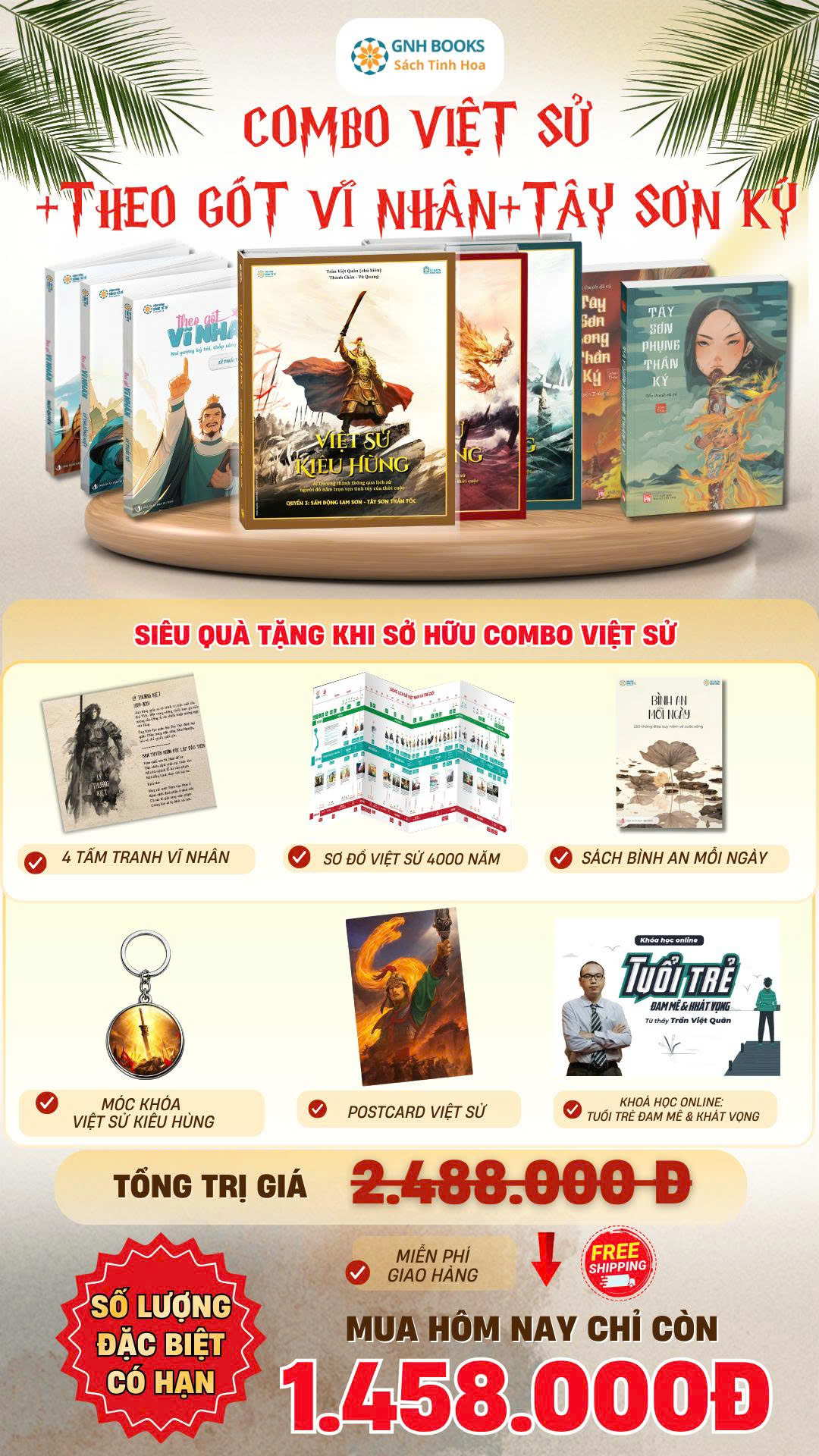Combo Trọn bộ 3 Việt sử kiêu hùng+Theo gót vĩ nhân+Tây Sơn Long Phụng thần ký
