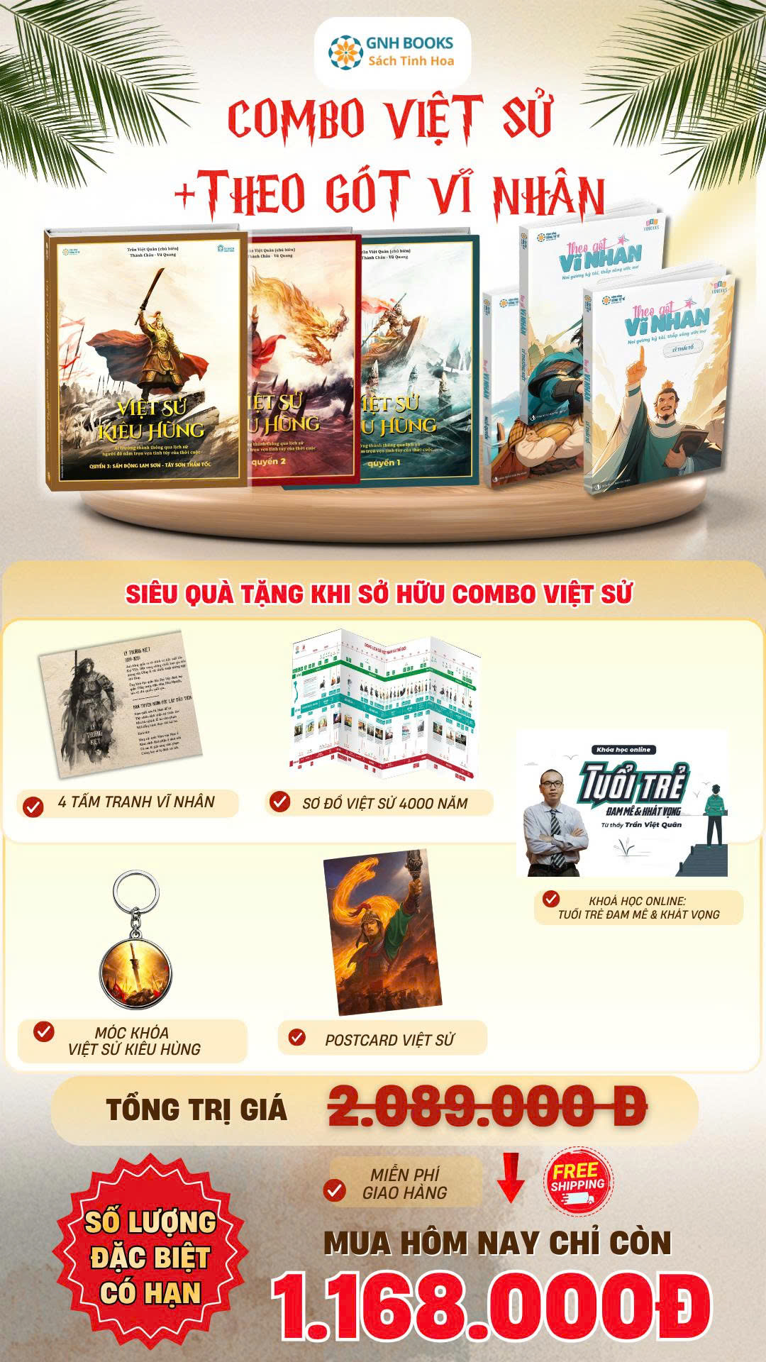 Combo Trọn bộ Việt sử kiêu hùng +Theo gót vĩ nhân